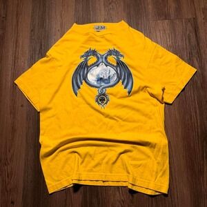 intage JEM Sportswear‎ Dragon Graphic T Shirt Yellow Fantasy Tee